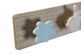 DKD Home Decor Perchero Kids Rabbits Conejos Multicolor MDF 5 x 9 x 45 cm (2 Unidades)