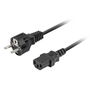 Lanberg Cable de Alimentación Schuko C13 a CEE7/7 1.8 M Negro 2.5 A para Equipos Electrónicos