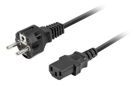 Lanberg Cable de Alimentación CA-C13C-14CC-0018-BK Negro 1.8m, Conector C13 Hembra Recto a CEE7/7 Hembra Recto
