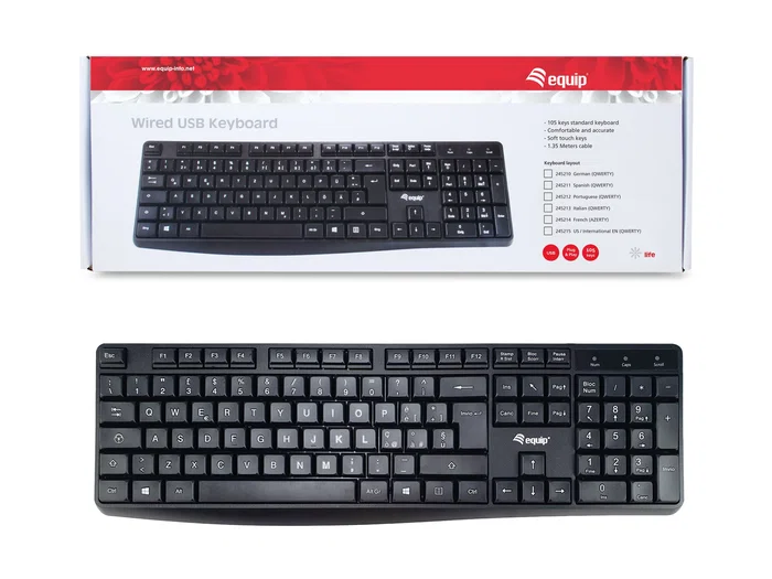 Equip Teclado Oficina USB 245213 QWERTY Italiano Negro Equip Teclado Oficina USB 245213 QWERTY Italiano Negro