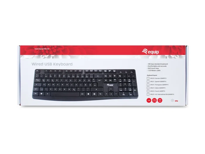 Equip Teclado Oficina USB 245213 QWERTY Italiano Negro Equip Teclado Oficina USB 245213 QWERTY Italiano Negro