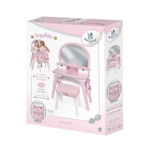 Sophie Tocador Infantil de Madera con Espejo - Mueble para Niños 110x62x38 cm