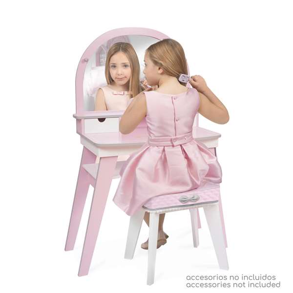 Sophie Tocador Infantil de Madera con Espejo - Mueble para Niños 110x62x38 cm