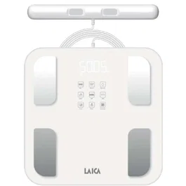 Laica Báscula de baño electrónica inteligente PS1072, hasta 180kg, análisis composición corporal con 30+ mediciones y conexión App