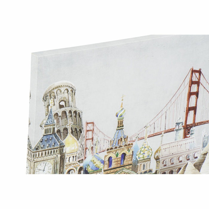 DKD Home Decor Set de 2 Cuadros Lienzo Ciudad Multicolor 90x30x2 cm