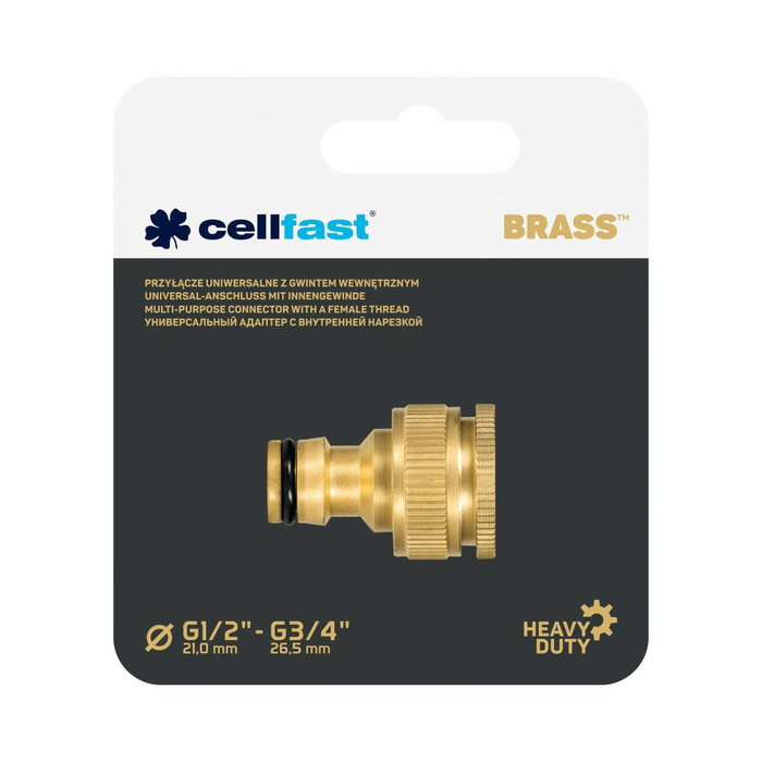 Cellfast Conector roscado hembra de latón 6 bar, ½ pulg - ¾ pulg