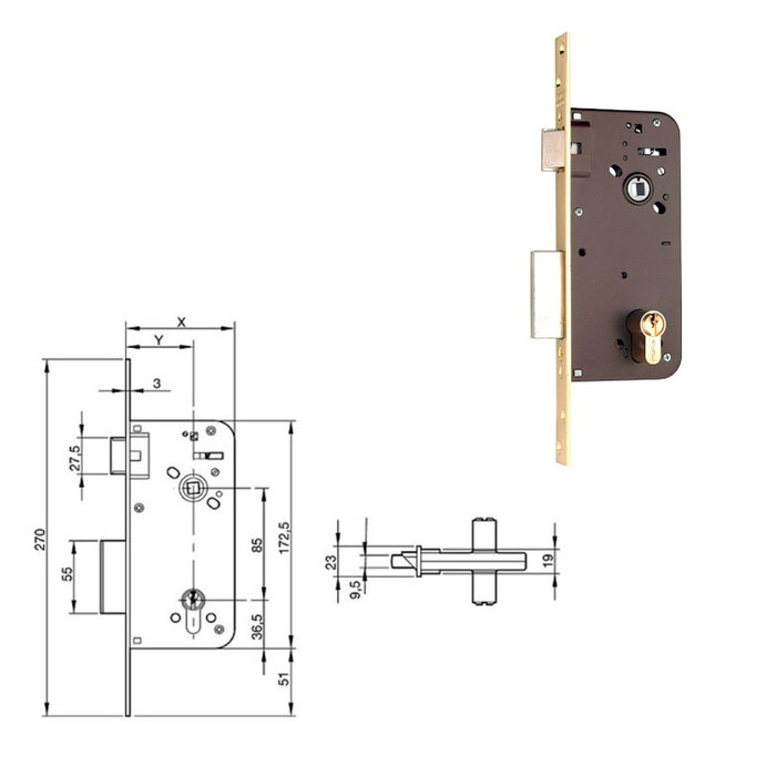 Yale 800 HL Cerradura de Embutir 50x80