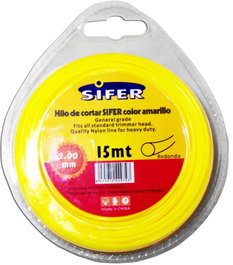 SIFER Hilo Desbrozadora Amarillo Redondo 2.00 mm x 15 mt