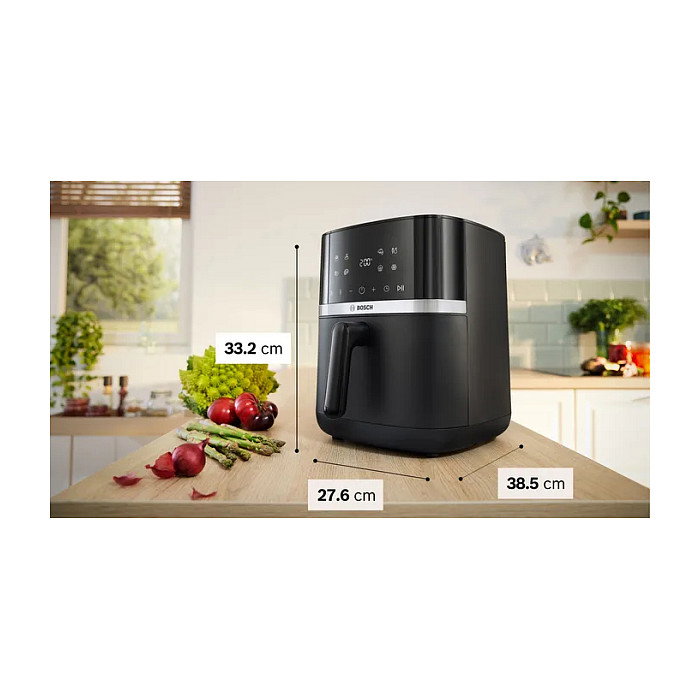 Bosch Serie 4 Freidora de Aire Caliente MAFS2462B, 6.1 Litros, 2050W, 9 Programas, 40-200 grados C, Digital, Para 4 Personas, Negro