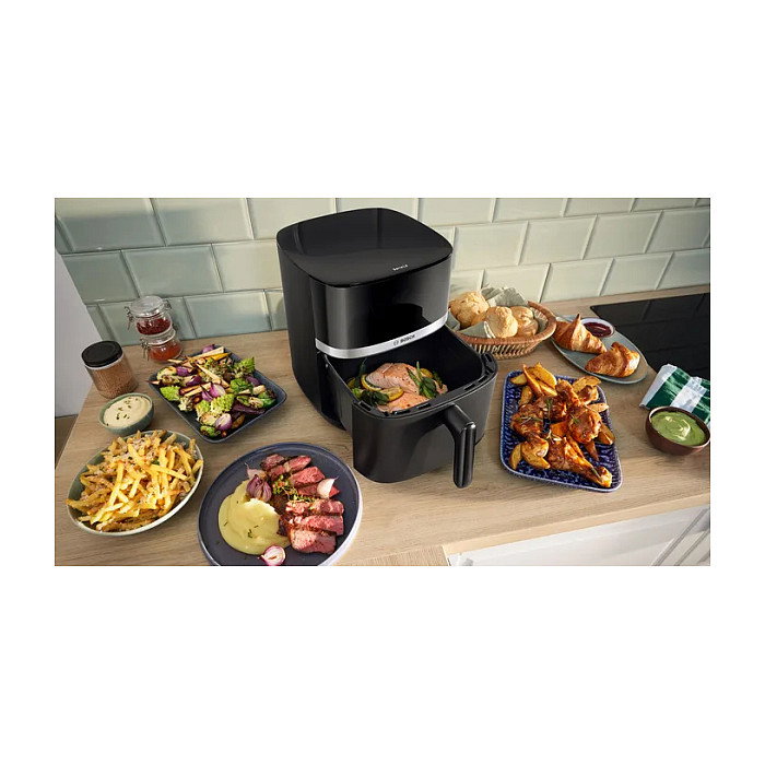 Bosch Serie 4 Freidora de Aire Caliente MAFS2462B, 6.1 Litros, 2050W, 9 Programas, 40-200 grados C, Digital, Para 4 Personas, Negro