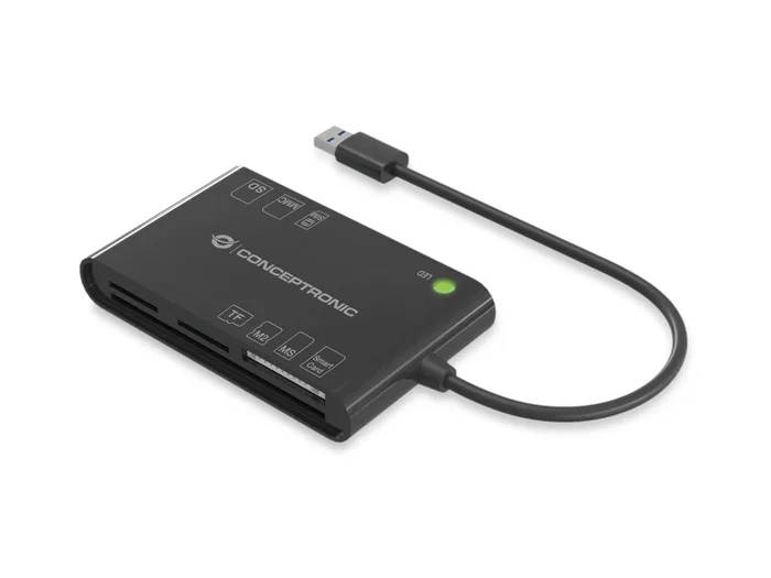 Conceptronic Lector de Tarjetas Inteligente BIAN01B USB 3.2 para DNIe 3.0 y eID (Electronische Identiteitskaart) - Negro