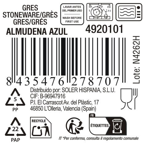 La Mediterranea Plato Almudena Azul Ø27 cm (12 Unidades)带来