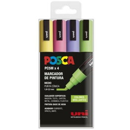 POSCA PC-5M Estuche de 4 Marcadores de Colores Brillantes Surtidos