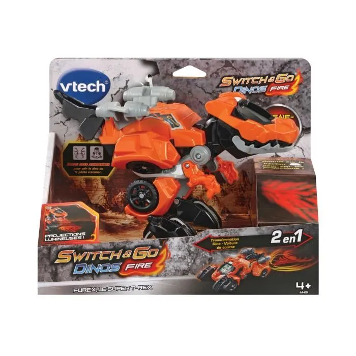 Vtech Switch & Go Dinos Fire Furex, el Super T-Rex Robot Transformable con Proyección de Colores y Sonidos