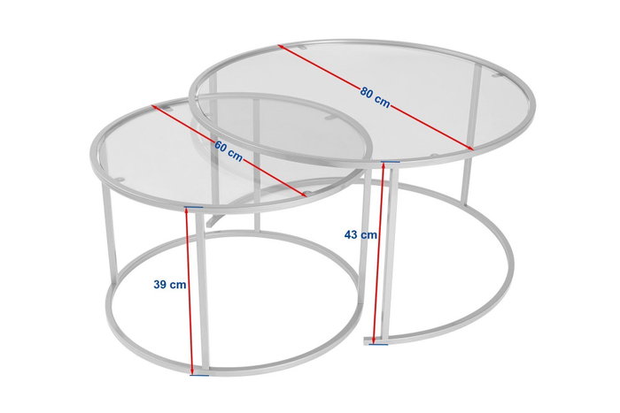 Nordure Juego de Mesas de Café 80x43x80 cm y 60x39x60 cm Vidrio Templado Metal Negro Gris