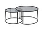 Nordure Juego de Mesas de Café 80x43x80 cm y 60x39x60 cm Vidrio Templado Metal Negro Gris