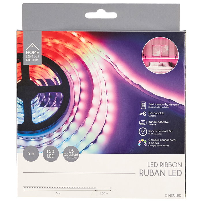 Home Deco Factory Tira 150 Leds 5 Metros Con Mando Home Deco Factory Tira 150 Leds 5 Metros Con Mando