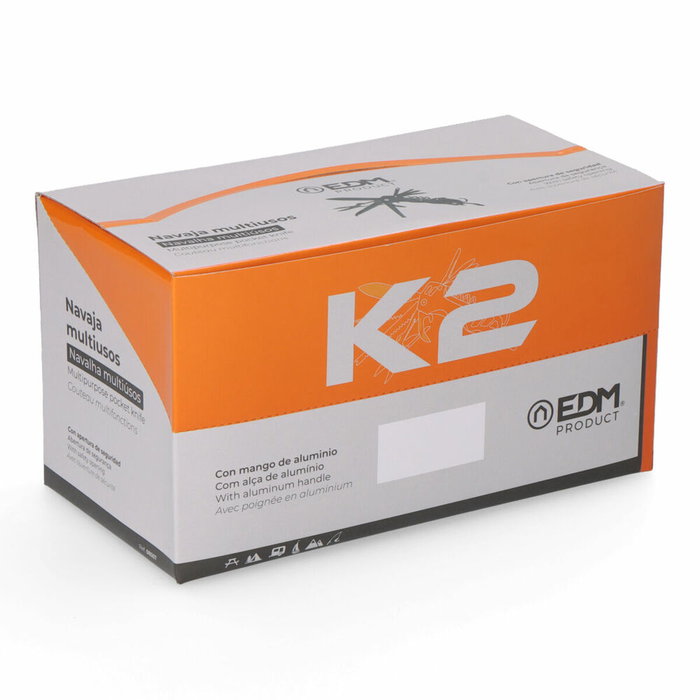 Edm Multiherramienta Serie K2 con Mosquetón, Plateada