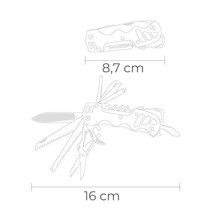 Edm Multiherramienta Plateada Serie K2 Acero Inoxidable con 12 Herramientas Incluye Estuche Nylon Edm Multiherramienta Plateada Serie K2 Acero Inoxidable con 12 Herramientas Incluye Estuche Nylon