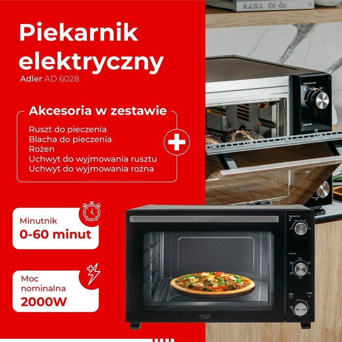 Adler AD 6028 Horno Eléctrico 60L Negro