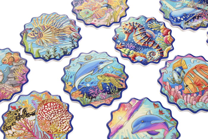 DKD Home Decor Posavasos de Dolomita Marino Surtido de 12 Unidades