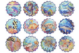 DKD Home Decor Posavasos de Dolomita Marino Surtido de 12 Unidades