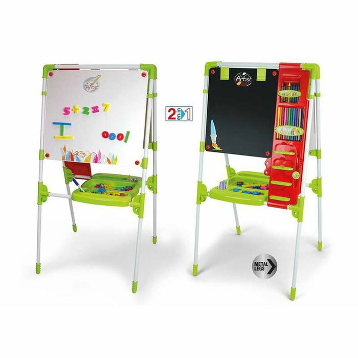 Chicos Mi Pizarra de Artista 2 en 1 magnética y para tizas 63x60x120 cm con 82 accesorios