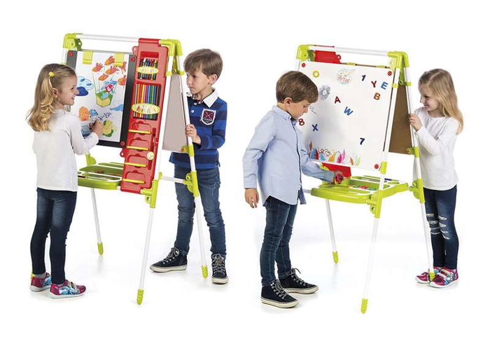 Chicos Pizarra de Artista Magnética y para Tizas 2 en 1, 63x60x120 cm, Incluye 82 Accesorios, Extensible y Plegable