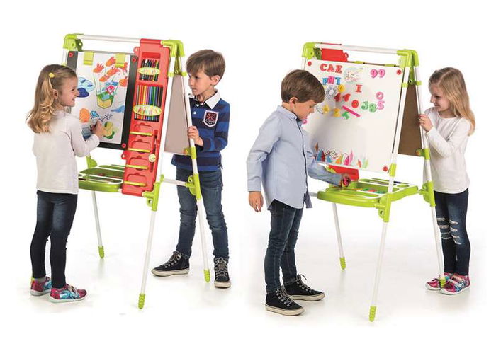 Chicos Pizarra de Artista Magnética y para Tizas 2 en 1, 63x60x120 cm, Incluye 82 Accesorios, Extensible y Plegable