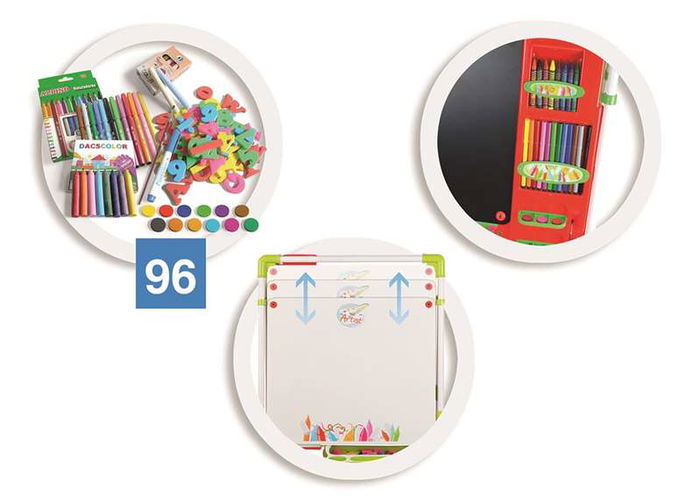 Chicos Pizarra de Artista Magnética y para Tizas 2 en 1, 63x60x120 cm, Incluye 82 Accesorios, Extensible y Plegable