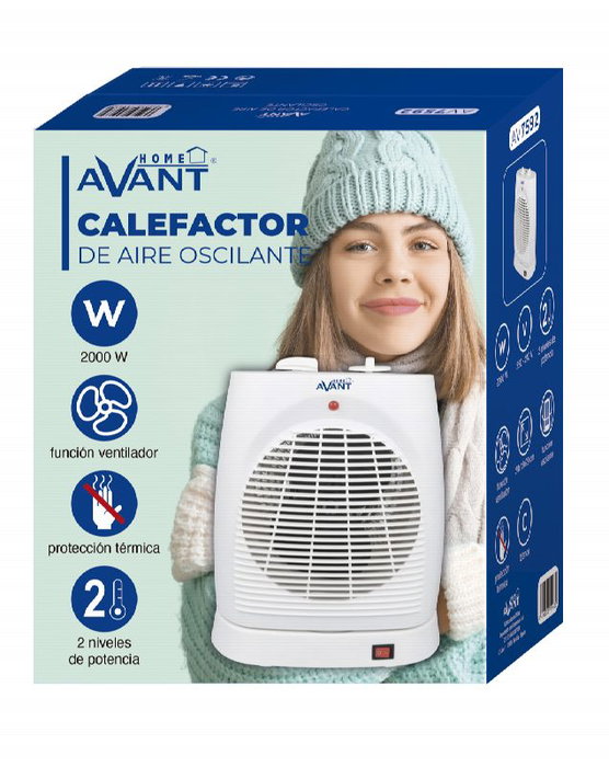 AVANT Calefactor de Aire Portátil Oscilante 2000W - Calefacción Rápida y Silenciosa para el Hogar