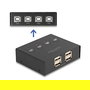DeLOCK 11507 Switch USB 2.0 para 4 Ordenadores y 4 Dispositivos, 8 Puertos, Transferencia 0.48 Gbit/s, Color Negro