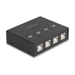 DeLOCK 11507 Switch USB 2.0 para 4 Ordenadores y 4 Dispositivos, 8 Puertos, Transferencia 0.48 Gbit/s, Color Negro