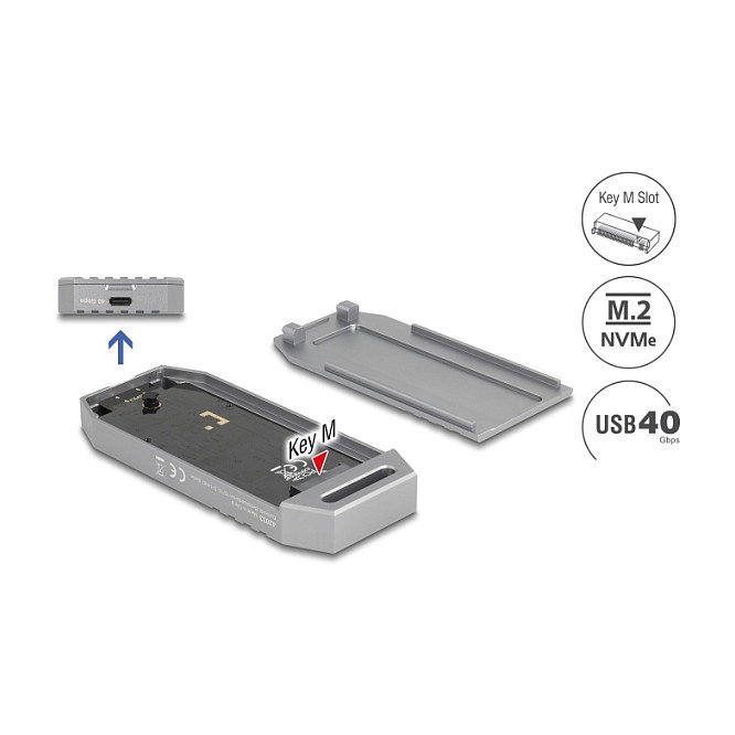 DeLOCK 42033 Carcasa externa para SSD M.2 NVMe USB4 40 Gbps Gris