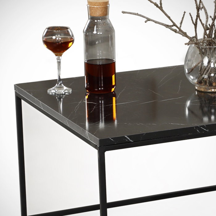 Hanah Home Mesa de Centro Royal Blanco y Negro 95x43x55 cm