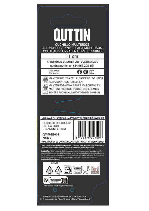 Inde Cuchillo Sierra Multiusos Laos 11 cm (36 Unidades)