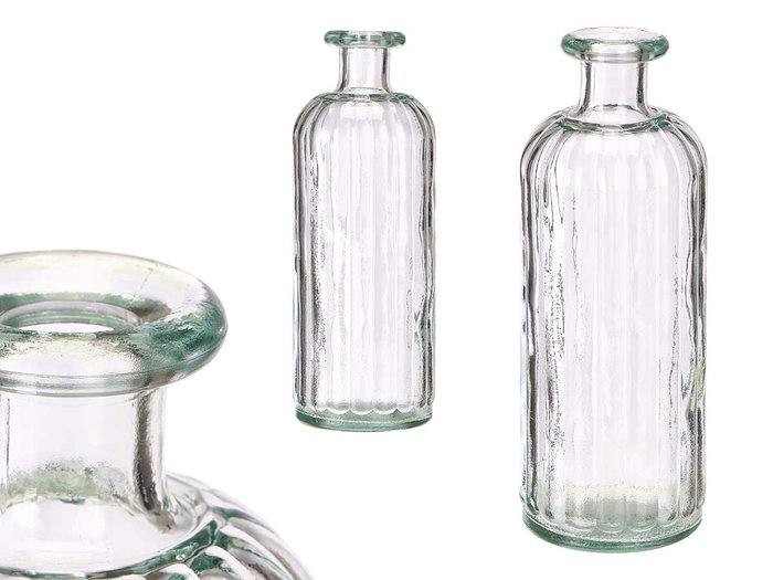 GIFTDECOR Botella Recta Rayada de Vidrio Transparente 28cm GIFTDECOR Botella Recta Rayada de Vidrio Transparente 28cm