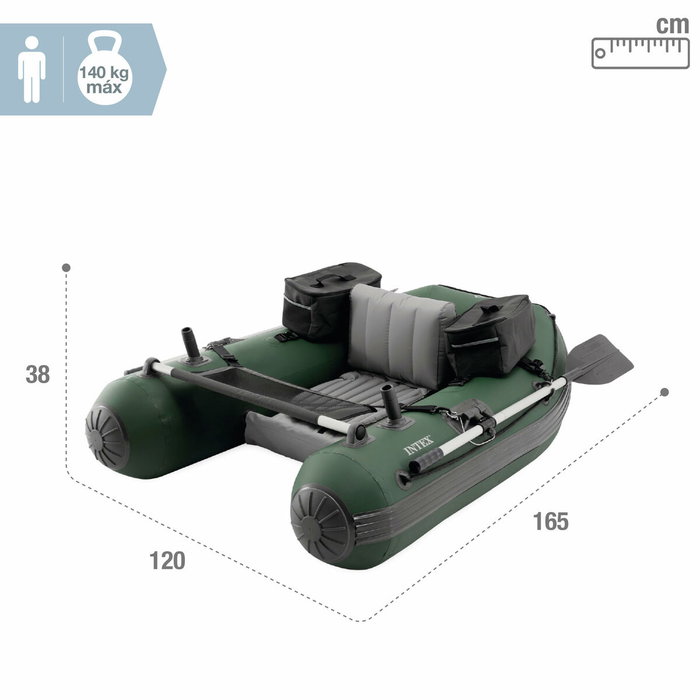 Intex Barco de pesca Big Catch Pro con remos y bomba 165x120x38cm