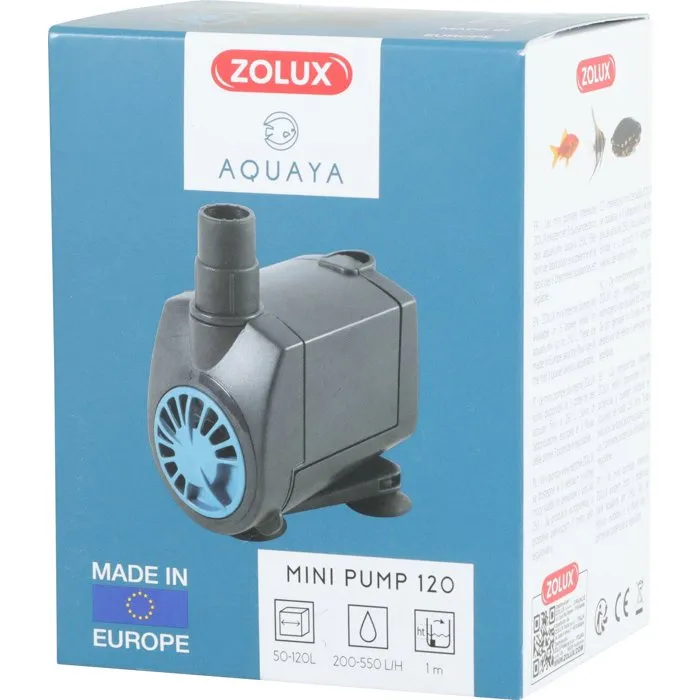 Zolux Minibomba de agua para acuario 7W, Caudal ajustable 220-550 L/H para acuarios 80-120 litros