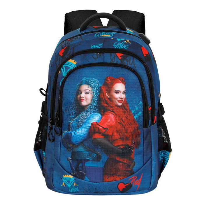 Disney Los Descendientes Mochila Running PLUS Multicolor Gran Capacidad 32L Material Ripstop Puertos USB y Panel Trasero