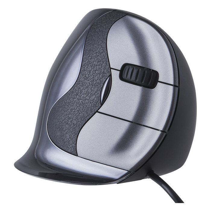 Evoluent D - Ratón ergonómico vertical para mano derecha, 6 botones programables, 3200 DPI ajustable, sensor láser, cable USB 2.1m, color Negro/Gris/Plata, Plug & Play Evoluent D - Ratón ergonómico vertical para mano derecha, 6 botones programables, 3200 DPI ajustable, sensor láser, cable USB 2.1m, color Negro/Gris/Plata, Plug & Play