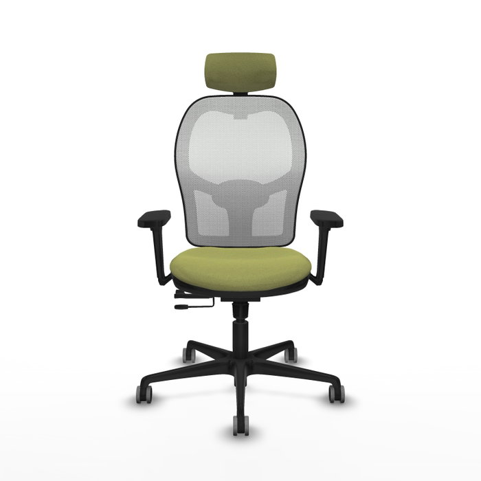 PIQUERAS Y CRESPO Silla de oficina Jorquera con mecanismo Sincro/Traslack, Verde oliva y Blanco