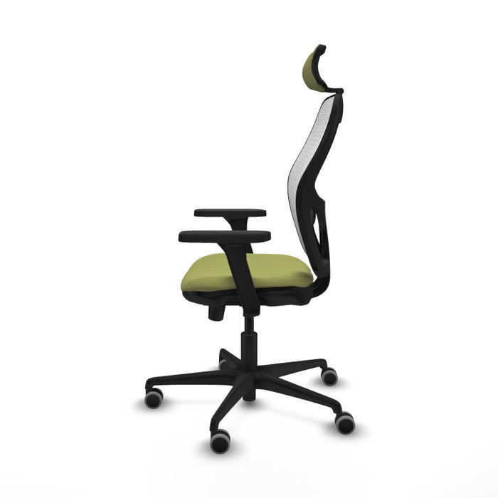PIQUERAS Y CRESPO Silla de oficina Jorquera con mecanismo Sincro/Traslack, Verde oliva y Blanco