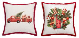 DKD Home Decor Pack de 4 Fundas para Cojín de Algodón 45x45 cm, Surtido Blanco y Rojo