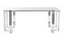 DKD Home Decor Mesa Comedor Moderno Plateado Blanco Acero Cristal 180 x 90 x 76 cm
