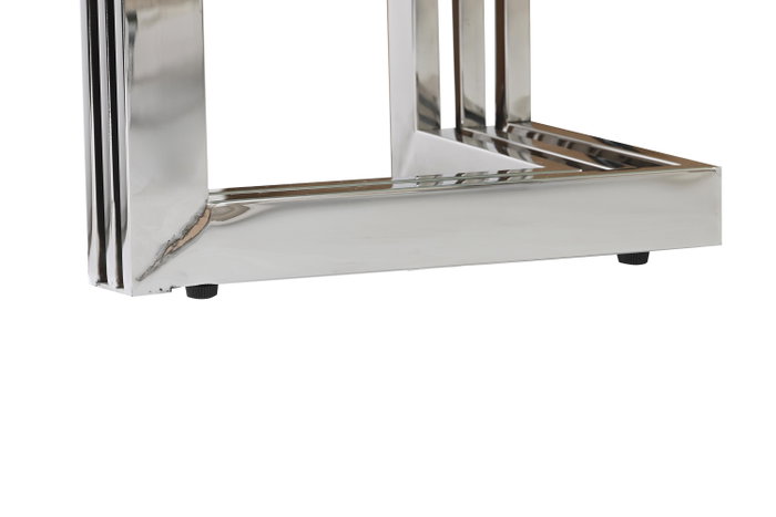 DKD Home Decor Mesa Comedor Moderno Plateado Blanco Acero Cristal 180 x 90 x 76 cm DKD Home Decor Mesa Comedor Moderno Plateado Blanco Acero Cristal 180 x 90 x 76 cm