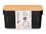 Kinvara Caja Multiusos Perforada Tapa Bambú Negra 12cm