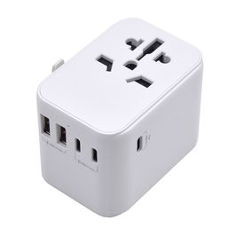 Ewent EW1470 Adaptador de Viaje Universal con Enchufes EU/USA/UK/AUS, 2 Puertos USB y 3 Puertos Tipo-C para Cargar Múltiples Dispositivos