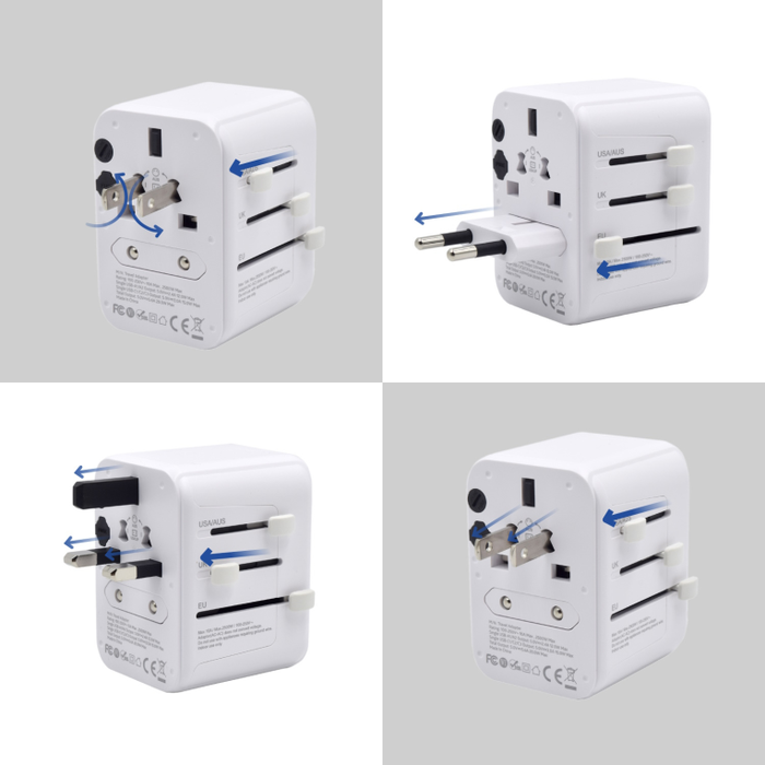 Ewent EW1470 Adaptador de Viaje Universal Blanco con 5 Puertos de Carga