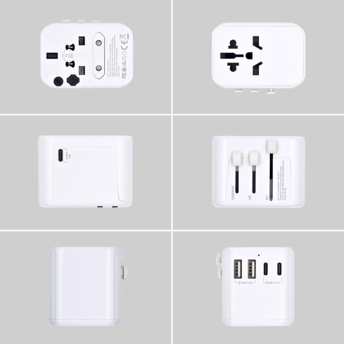 Ewent EW1470 Adaptador de Viaje Universal Blanco con 5 Puertos de Carga